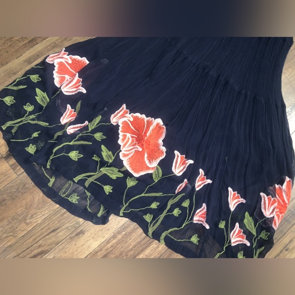 Anthropologie Floreat floral Navy
Blue Embroidered Maxi Dress boho formal fall - Picture 8 of 14